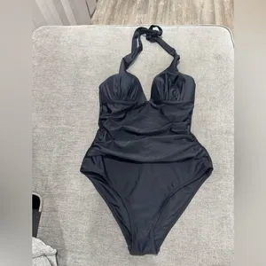 Cupshe Black Plunge Halter One-Piece Swimsuit thumbnail 12