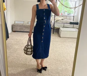 H&M dark denim midi dress. S thumbnail 5