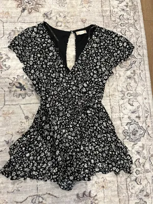 Altar'd State Black Floral Romper thumbnail 2