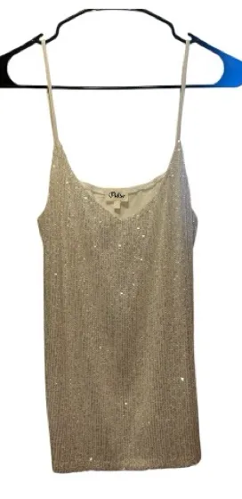 Pulse bright white Sequin Camisole size large thumbnail 1