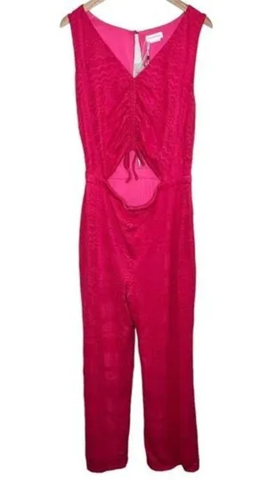 Lovers and friends Sharon hot pink cut out sleeveless jumpsuit size XL chevron thumbnail 1