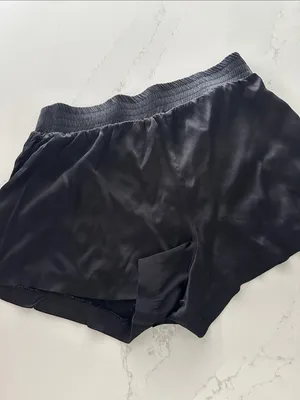 Zara pull on satin feeling black large shorts thumbnail 3