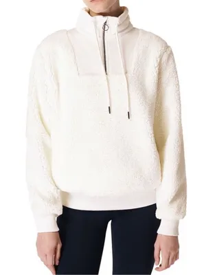 Sweaty Betty Sherpa Half Zip Sweatshirt Lily White NWT Size Large thumbnail 2