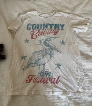Women's White 'Country Calling Festival' Graphic Tee thumbnail 1