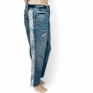 Pilcro Anthropologie Distressed Slim Boyfriend with Patchwork Side Trim Jeans 28 thumbnail 2