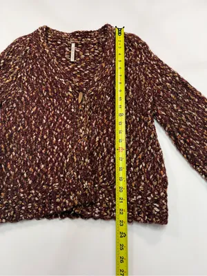 Leo & Nicole Brown Marled V-Neck Chunky Knit Cardigan thumbnail 6