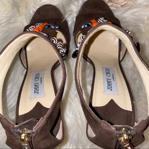 🎉HP🎉 JIMMY CHOO Seashell & Beaded Heels SZ 9 thumbnail 6