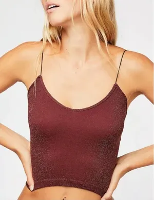 NEW Free People Skinny Strap‎ Seamless Brami in Sparkle thumbnail 1