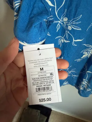 Auden Short sleeve button down pajama shirt Blue Size M thumbnail 5