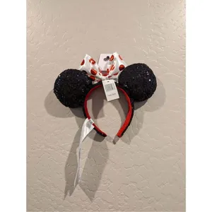 Disney Parks Minnie Mouse Polka Dots White Bow Headband New With Tag thumbnail 2