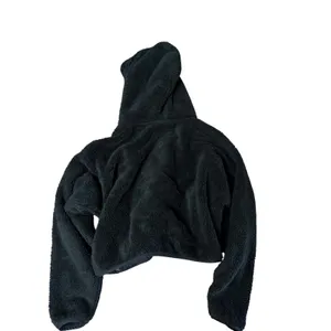 Sunday Best Black Sherpa Fleece Full Zip Hoodie Women L Fuzzy Teddy Jacket‎ thumbnail 2