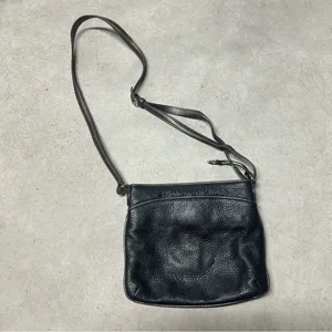Vintage Brighton Embroidered Floral Black Peddled Leather Crossbody Purse thumbnail 3
