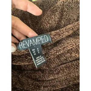 Revamped Brown Chenille Cowl Neck Tunic Sweater Soft Knit Pullover Size S thumbnail 6
