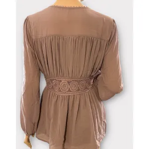 Entro‎ Boho Tunic Top Pleated Front Crochet Size Small thumbnail 6