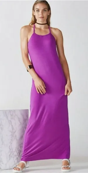 Fabletics Womens Magenta Halter Maxi Dress Size XXL thumbnail 1