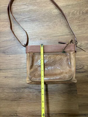 The Sak Leather Crossbody Bag Brown Embossed Floral Pocket Adjustable Strap Boho thumbnail 6
