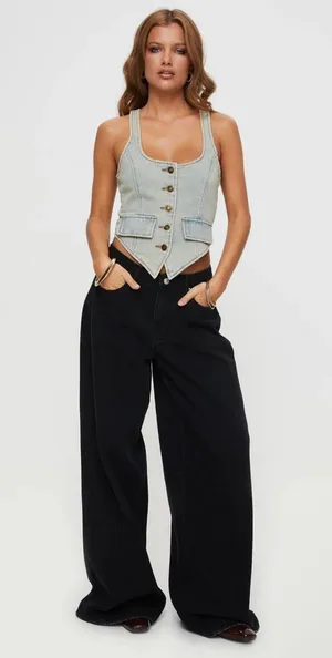 LIONESS NYC faded Denim Halter Top thumbnail 2