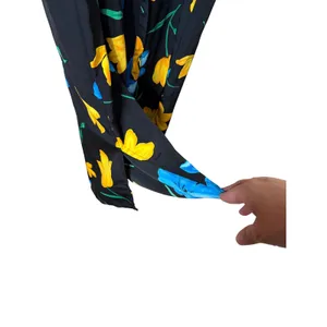 M.H.M. Melissa Harper Vintage Floral Tulip Midi‎ Dress Black Blue Yellow Size 6 thumbnail 5