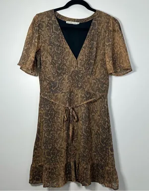Abercrombie & Fitch Women’s Snake Skin Print Button-Up Mini Dress Size S thumbnail 2