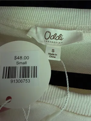Oddi Neutral Colorblock Terry Knit Sweatshirt Corduroy Ribbed Panels Small thumbnail 5