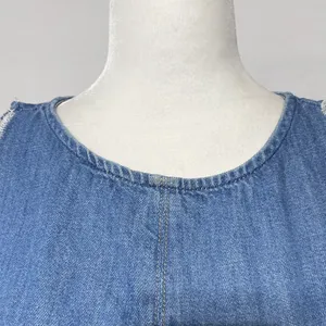 ZARA Patchwork 2-Tone Denim Raw Hem Tank Top Blue White Size Small 5575/012/400 thumbnail 8