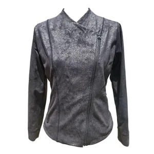 New Balance -911‎ Metallic Black Asymmetrical Zip Moto Athleisure Jacket Size M thumbnail 2