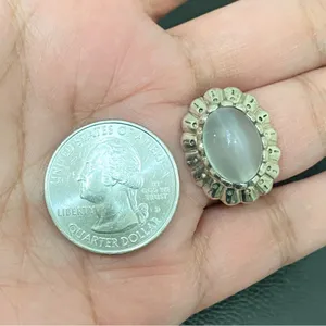 Vintage 925 Signed Sterling Silver Chalcedony Natural Stone Ring Size 6.5 thumbnail 5
