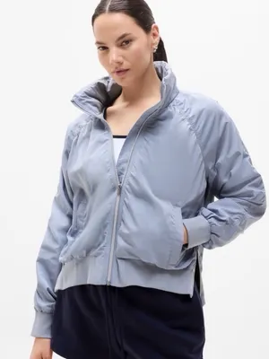 Athleta Jetsetter Bomber Jacket in Light Blue/Purple Size Small - C4-096 thumbnail 1