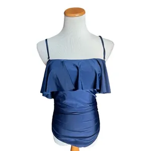 NWT Womens Cupshe Ruffle Flounce Navy Blue Swimsuit Bathing Suit - Sz L thumbnail 5