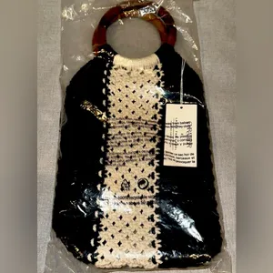 Laude‎ The Label Gabby Black Cream Macrame Bag thumbnail 7