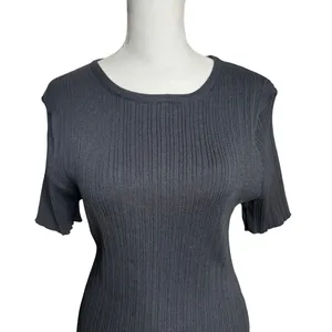 H&M Black Ribbed Knit Bodycon Dress Large NWT Minimalist LBD thumbnail 7