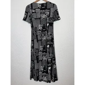 Reformation Locklin Midi Button Front Dress in Zine Newsprint Size 4 thumbnail 3