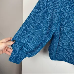 Free People Edessa Blue Balloon Sleeve Sweater Slouchy Sz XS Boho thumbnail 9