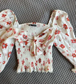 ZARA Linen Milkmaid Top thumbnail 1