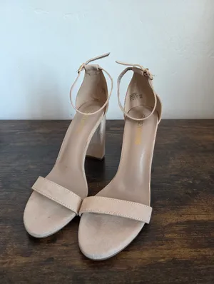 Dream Pairs Hi-Chunk Nude Beige Faux Suede Heels Ankle Strap Wedding Guest 9 thumbnail 2