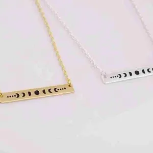 Boutique White Gold Plated‎ Celestial Necklace w/ Moon Phases Bar Pendant Necklace 16-18” thumbnail 15