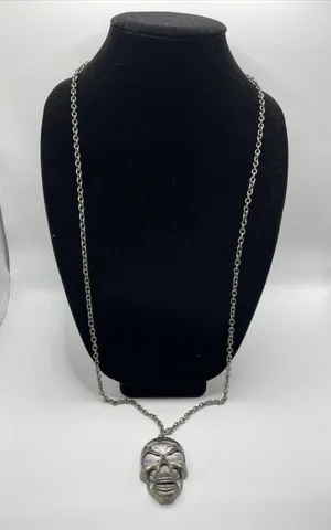Skull Skeleton Head Rapper Necklace Punk Style Long READ thumbnail 1