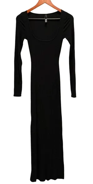 Skims Black Long Sleeve Maxi Dress Small thumbnail 1