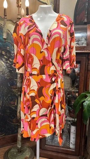 Ava & Viv Multicolor Tropical Tie Wrap Romper thumbnail 1