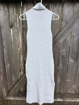 Anthropologie Daily Practice Ribbed Knit Sleeveless Midi Dress Grey Size Small thumbnail 9