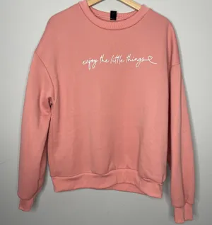 SHEIN ‘Enjoy the Little Things’ Crewneck Pink Pullover (X-Large) thumbnail 1