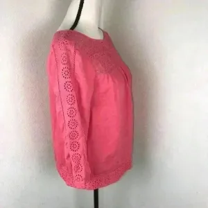 J.Crew Women’s Linen Salmon Coral Eyelet Top Size XS‎ Lightweight Casual thumbnail 5