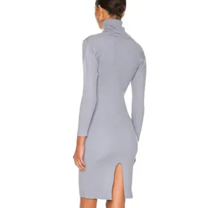 ELLIATT Victoria Knit Dress‎ Ribbed Turtleneck Midi Greay Womens Size S thumbnail 3