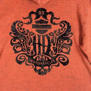 Harley-Davidson Womens 3W Rust Orange Space Dye Hooded Henley Flocked Top 2014 thumbnail 10