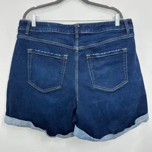 Lane Bryant Size 18 Mid-Rise Boyfriend Cuffed Shorts Dark Blue Casual Summer thumbnail 5
