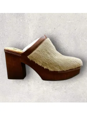KORKS Fur Clogs Taupe size 8 or 9 Brown thumbnail 8