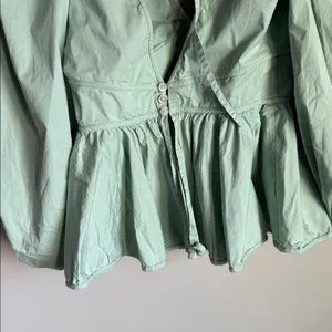 STAUD Luna Peplum Top In Sage 4 thumbnail 7