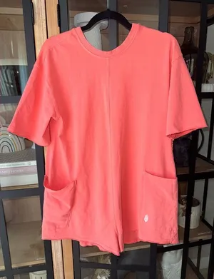 FP Movement Hot Shot tee romper coral neon hibiscus tulip free people onesie thumbnail 1