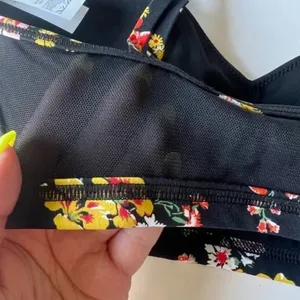 Aerie NWT Offline Goals Plunge Floral Sports Bra Black Size Medium M NEW thumbnail 8