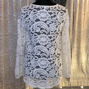 Express Size S Cream Lace Long Sleeve Top thumbnail 7